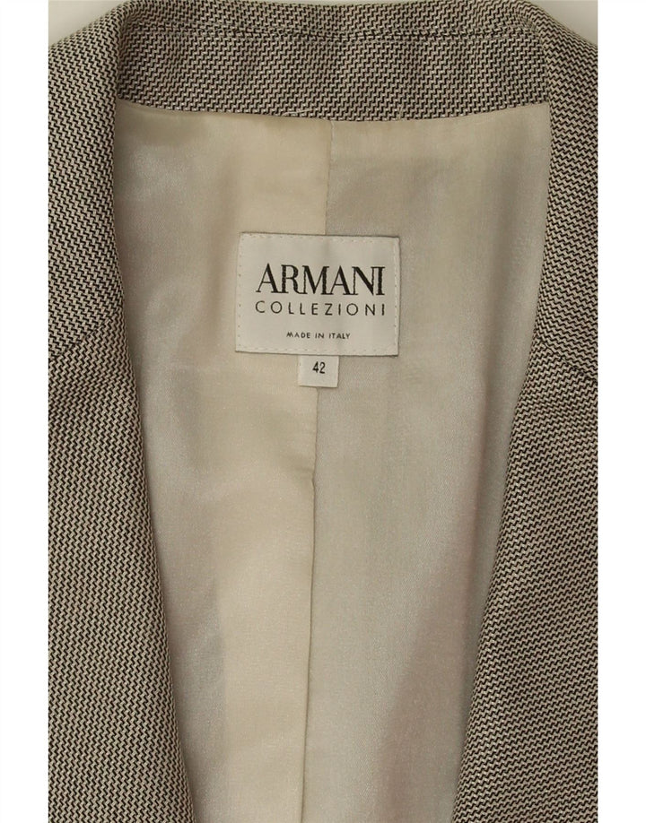 ARMANI COLLEZIONI Womens 1 Button Blazer Jacket IT 42 Medium Grey Wool Vintage Armani Collezioni and Second-Hand Armani Collezioni from Messina Hembry 