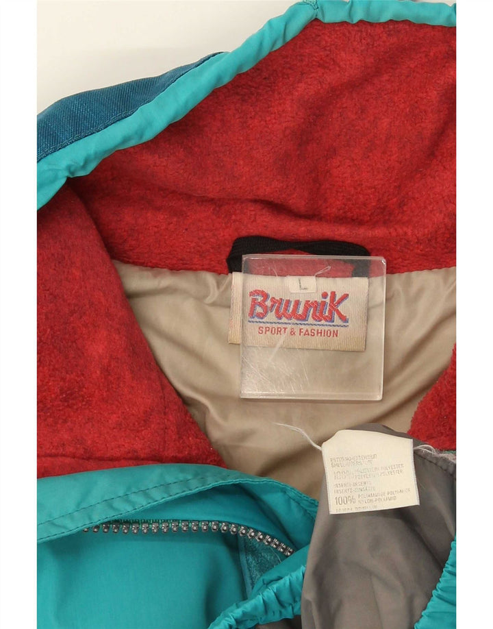 Męska kurtka polarowa Brunik Anorak UK 40, duży, niebieski, poliester z blokami kolorów