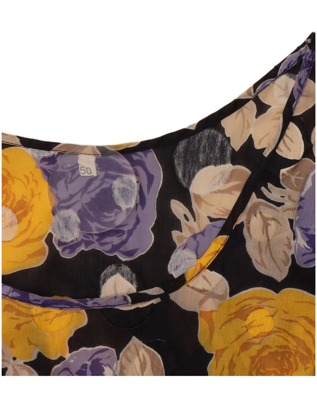 Damska bluzka bez rękawów w stylu vintage, krótka, IT 50 XL, czarna w kwiaty