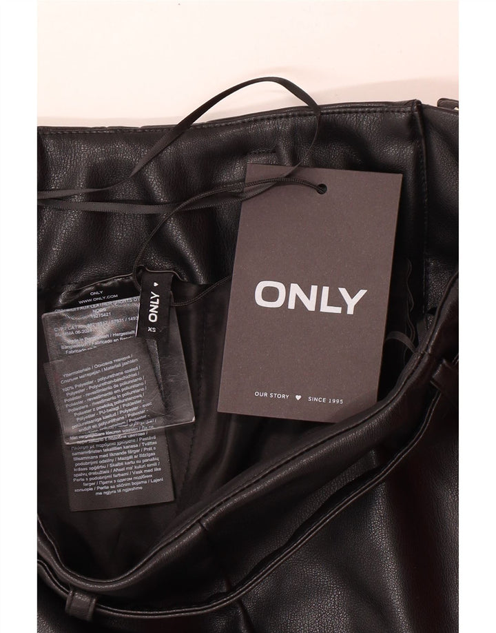 Tylko damskie spodenki ze sztucznej skóry XS W25, czarne, poliestrowe