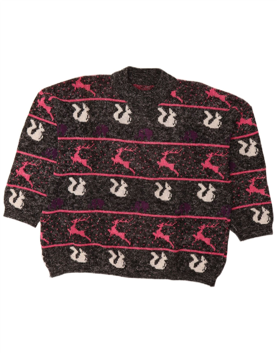 Sweter damski VINTAGE z golfem UK 18 XL w czarne paski