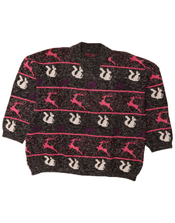 Sweter damski VINTAGE z golfem UK 18 XL w czarne paski