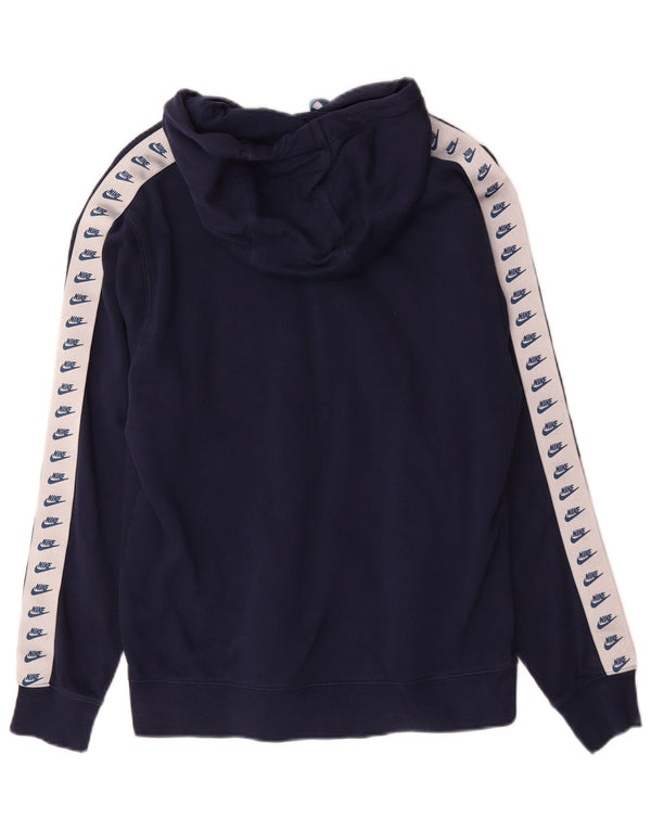 Męski sweter z kapturem Nike z grafiką, mały, granatowy, bawełniany z blokami kolorów