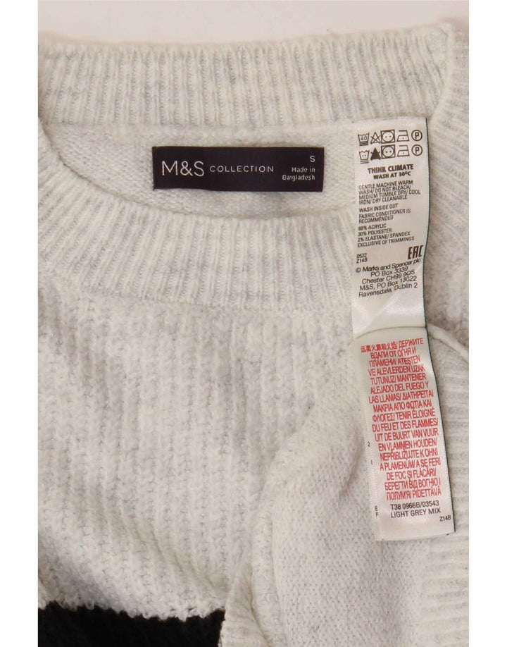 Marks & Spencer Damski sweter z okrągłym dekoltem UK 10 w małe szare paski
