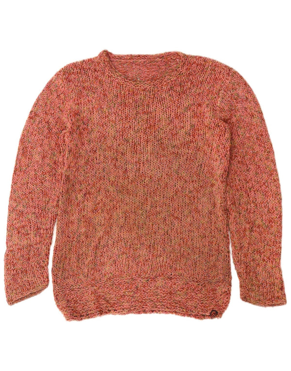 Sweter damski w stylu vintage z dekoltem w łódkę UK 14, średni burgund, nakrapiany