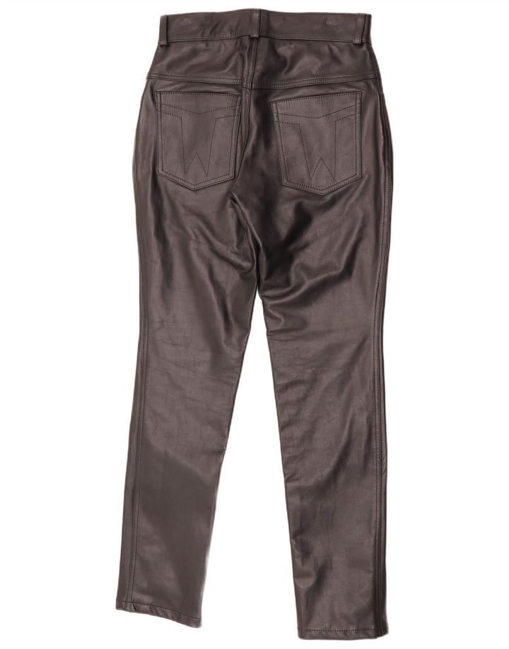 Vintage damskie zwężane skórzane spodnie W30 L32 czarne