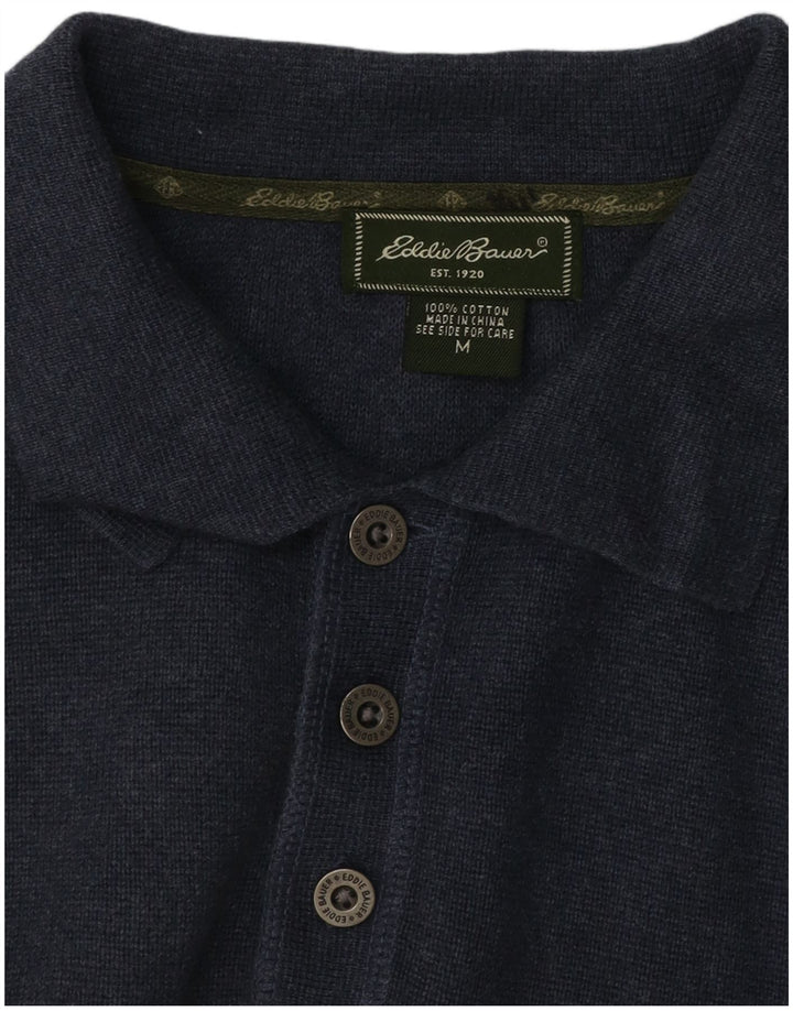Męski sweter polo EDDIE BAUER, średni granatowy, bawełniany