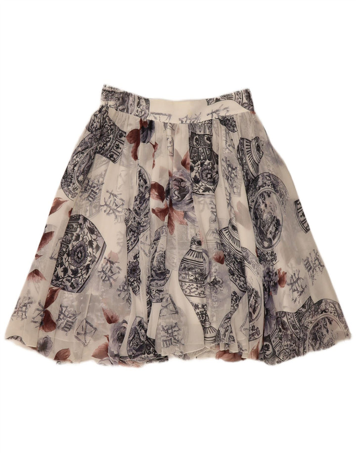 Sportmax Damska spódnica Mini Flared z abstrakcyjnym wzorem UK 14 Medium W28 White