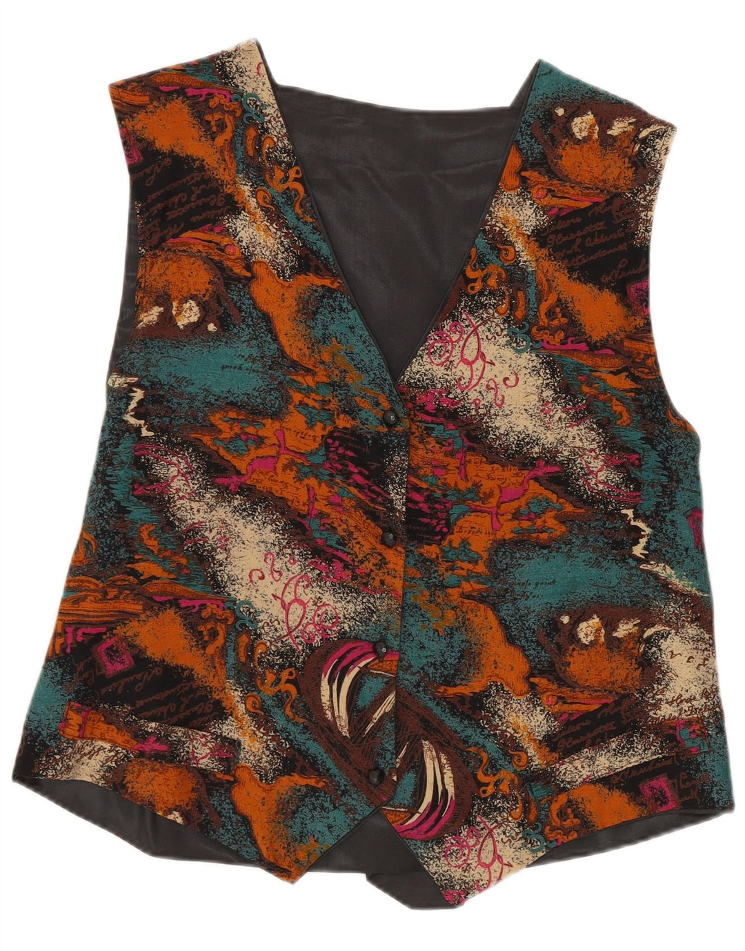 Kamizelka damska w stylu vintage w abstrakcyjny wzór UK 14 Średnia wielobarwna