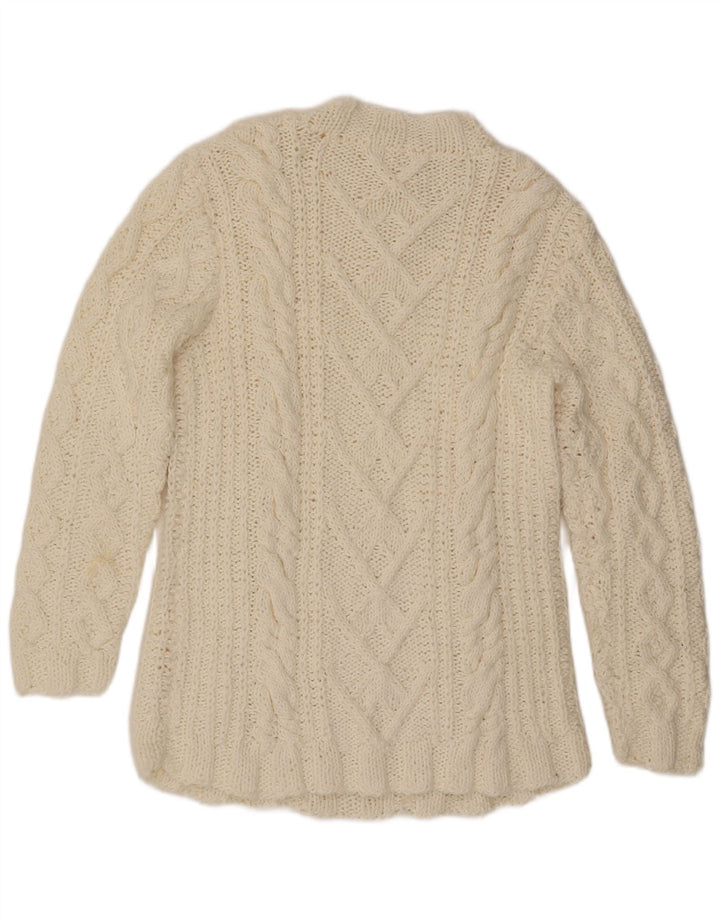 Sweter damski VINTAGE z golfem UK 16, duży w kolorze złamanej bieli