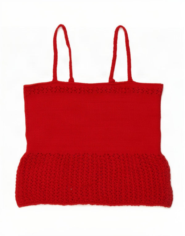 Vintage damski top z dzianiny Crop Top UK 10 Small Red