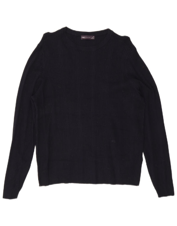 Marks & Spencer Damski sweter z dekoltem w łódkę UK 22 3XL Granatowy Wiskoza