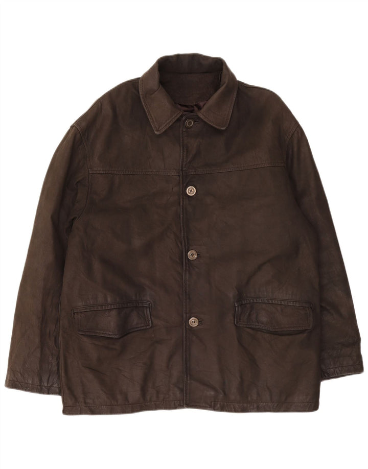 Męska kurtka skórzana Clinton UK 40, duża brązowa skóra