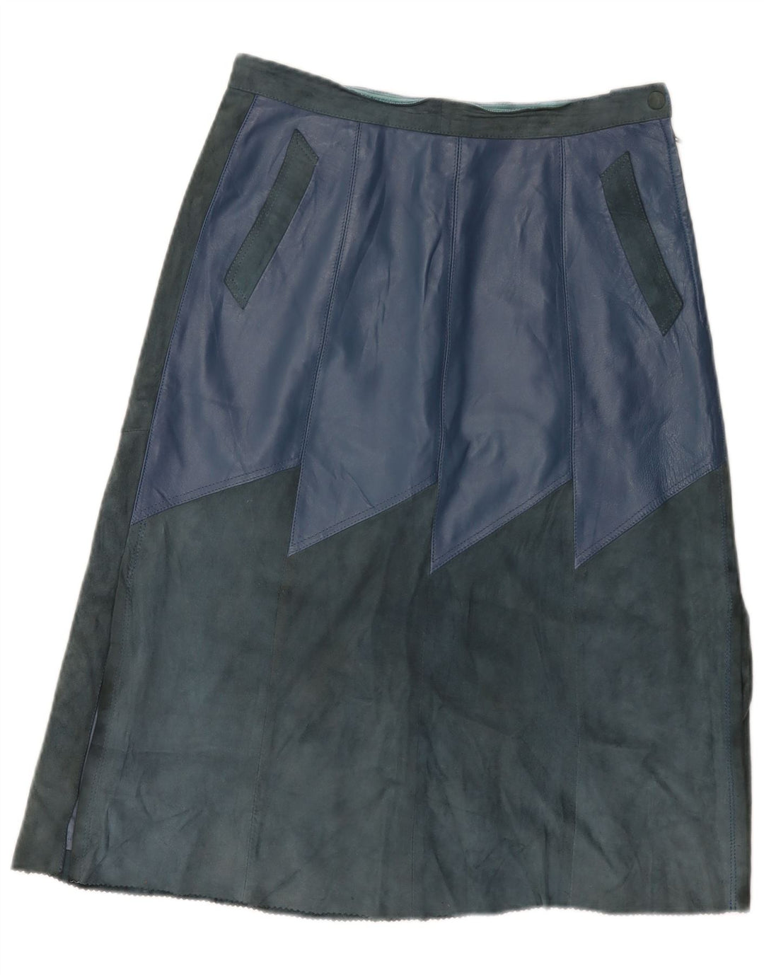 Damska skórzana spódnica VINTAGE W30 Średni niebieski
