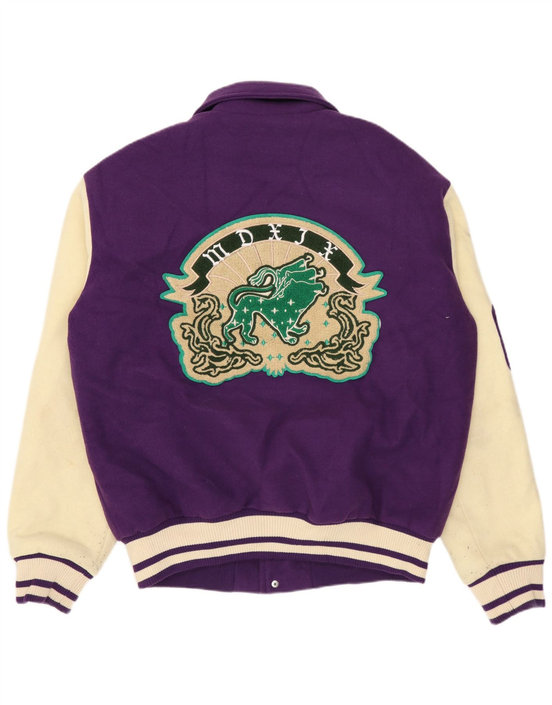 Męska kurtka ZARA Graphic Varsity UK 38, poliester w kolorze średniofioletowym