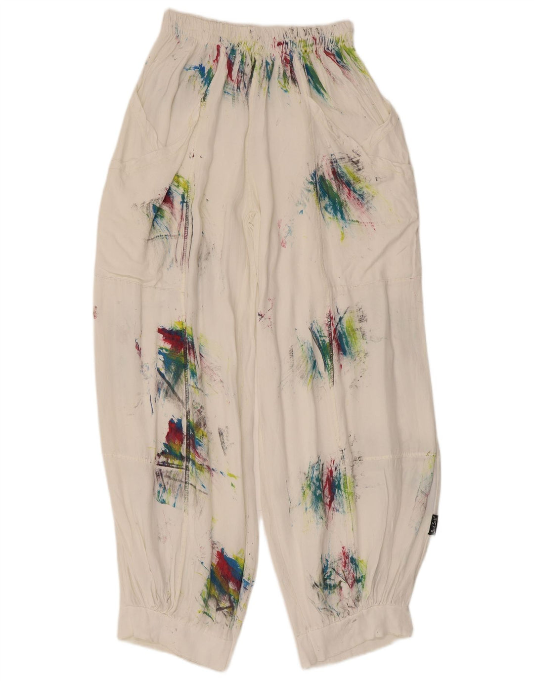 Damskie spodnie haremowe w stylu vintage, średnie W28 L29, wiskoza White Tie Dye
