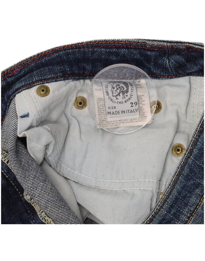 DIESEL Damskie proste dżinsy w trudnej sytuacji W29 L33 Niebieskie bawełniane