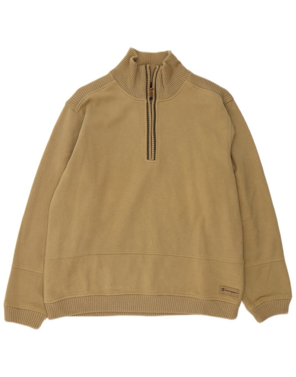 Męski sweter Champion z zamkiem błyskawicznym i dużą bawełną w kolorze khaki