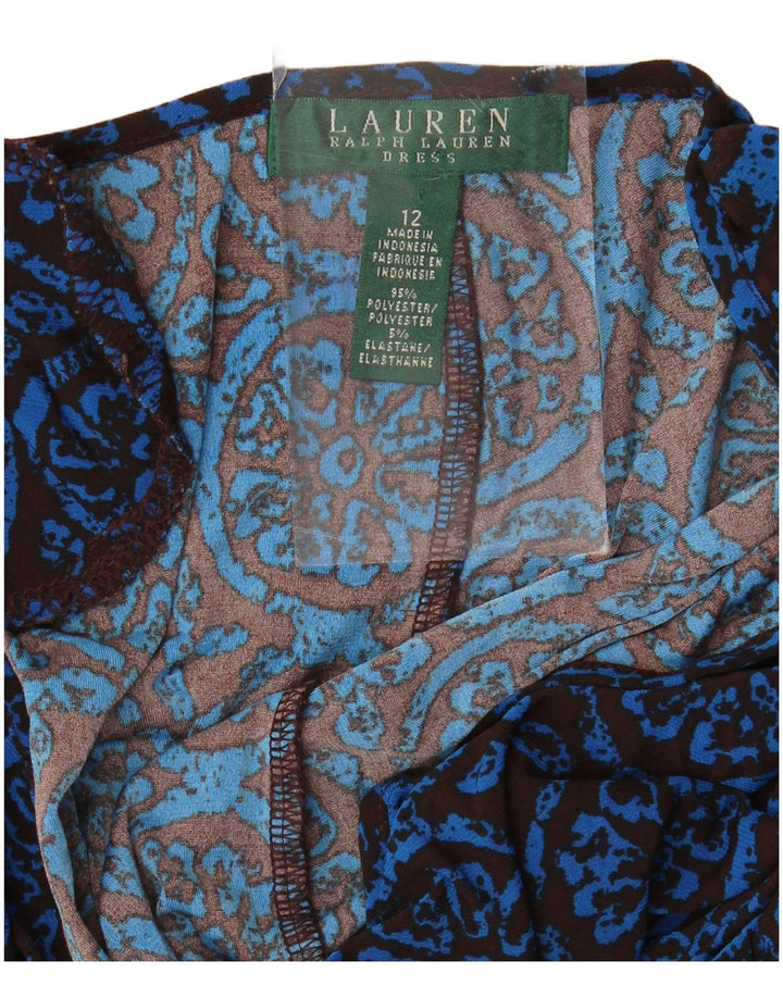 RALPH LAUREN Damska sukienka płaszczowa bez rękawów US 12, duże, niebieskie kwiaty