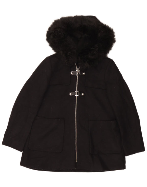 Damski płaszcz oversize z kapturem Zara UK 10, mała czarna wełna