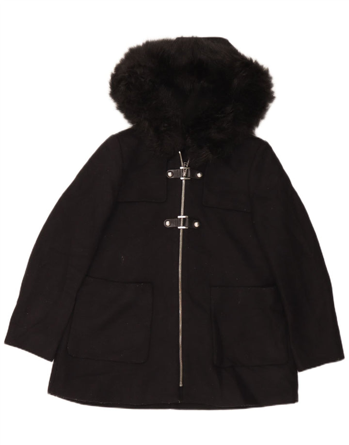 Damski płaszcz oversize z kapturem Zara UK 10, mała czarna wełna