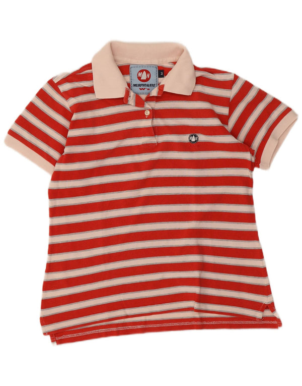 Damska koszulka polo Murphy & Nye UK 12 Medium Red Striped Cotton