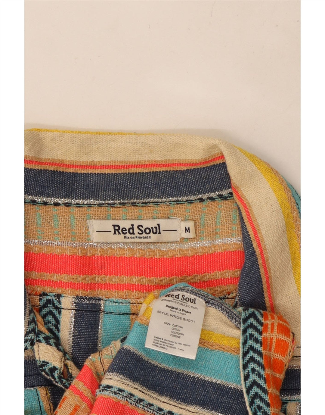 Damska kurtka użytkowa VINTAGE UK 12, średnia, wielobarwna, bawełniana w paski