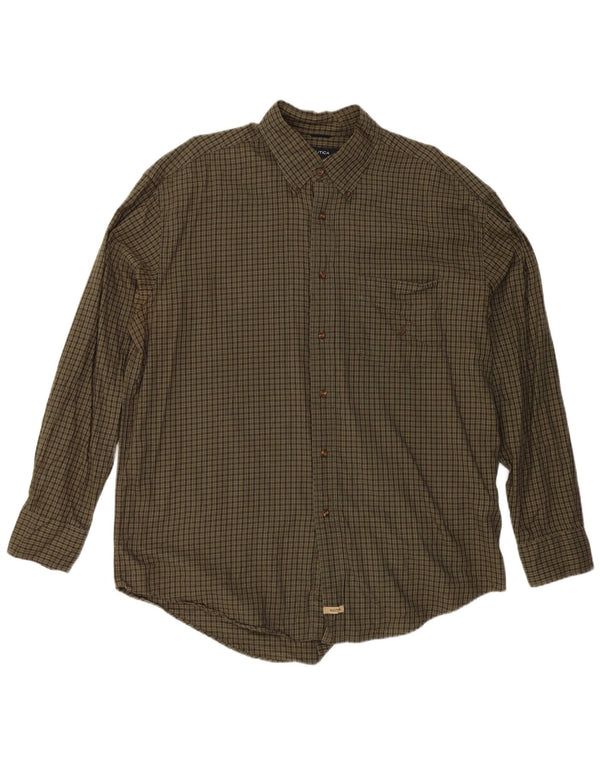 Męska koszula flanelowa Nautica XL, khaki, bawełniana krata