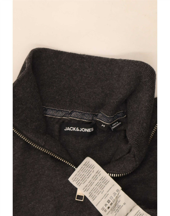 Męski sweter Jack & Jones z zamkiem błyskawicznym, średnioszary, bawełniany
