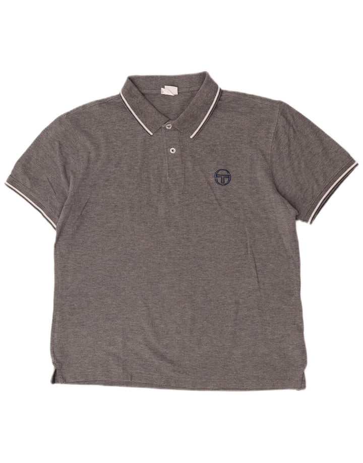 Męska koszulka polo Slim Fit Sergio Tacchini, duża, szara, bawełniana