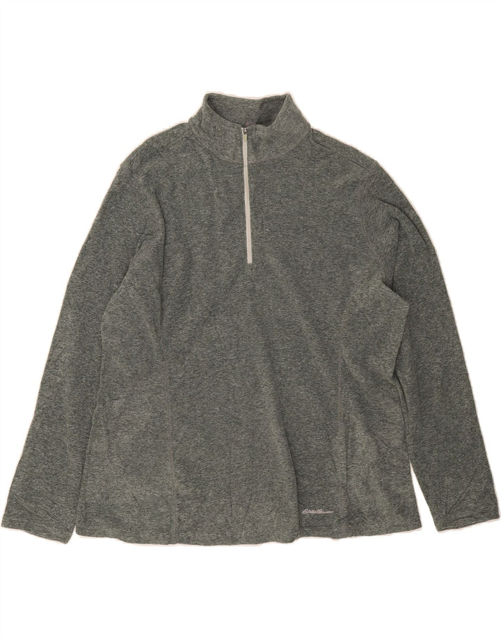EDDIE BAUER Womens Zip Neck Fleece Jumper UK 18 XL Grey Polyester Vintage Eddie Bauer and Second-Hand Eddie Bauer from Messina Hembry 