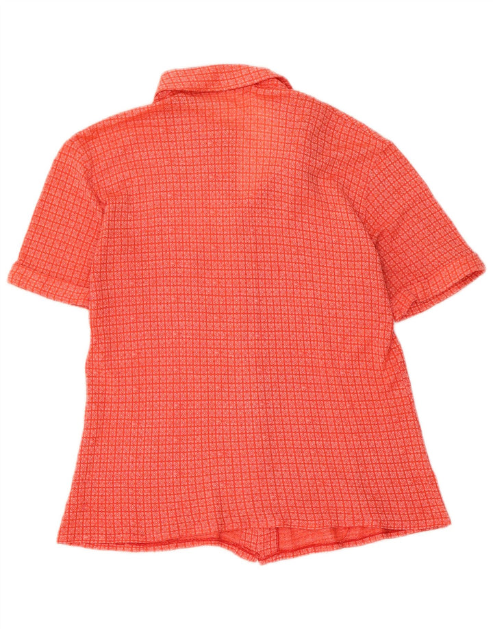 Bluzka damska z krótkim rękawem w stylu vintage, UK 14, średnia czerwona geometryczna