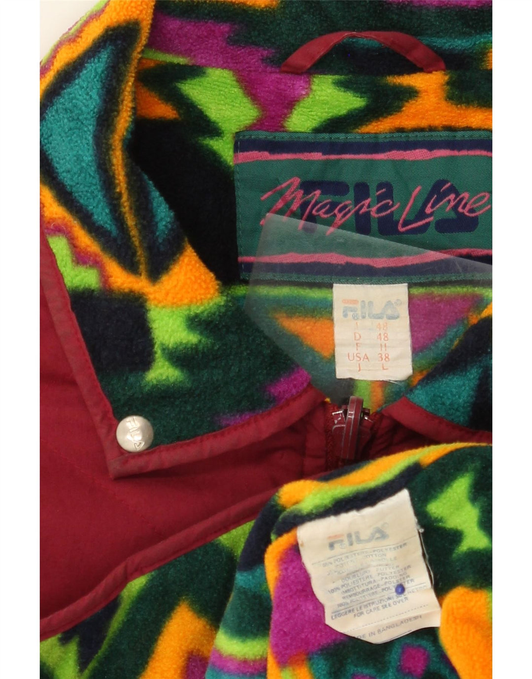 Męska pikowana kurtka FILA IT 48 Średni bordowy geometryczny poliester