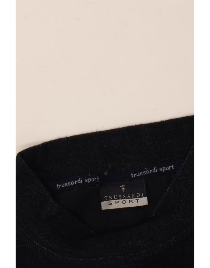 Męski sweter z golfem TRUSSARDI, duży, granatowy, wełniany
