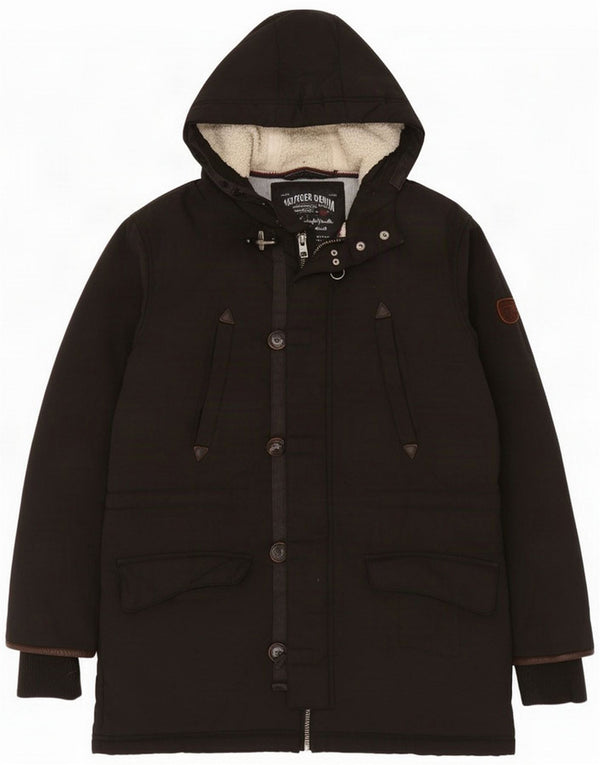 Tommy Hilfiger Męska kurtka parka z kapturem UK 38 Medium Black Nylon