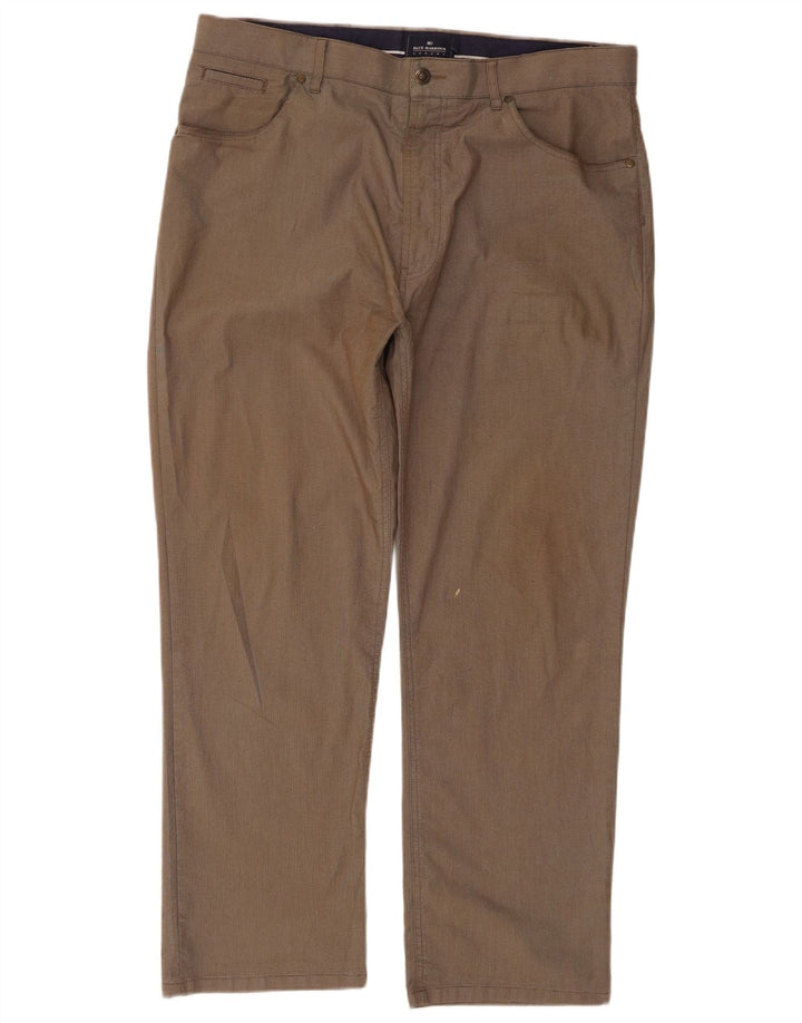 Męskie spodnie Chino Marks & Spencer Blue Harbor W38 L29 w brązową kratkę