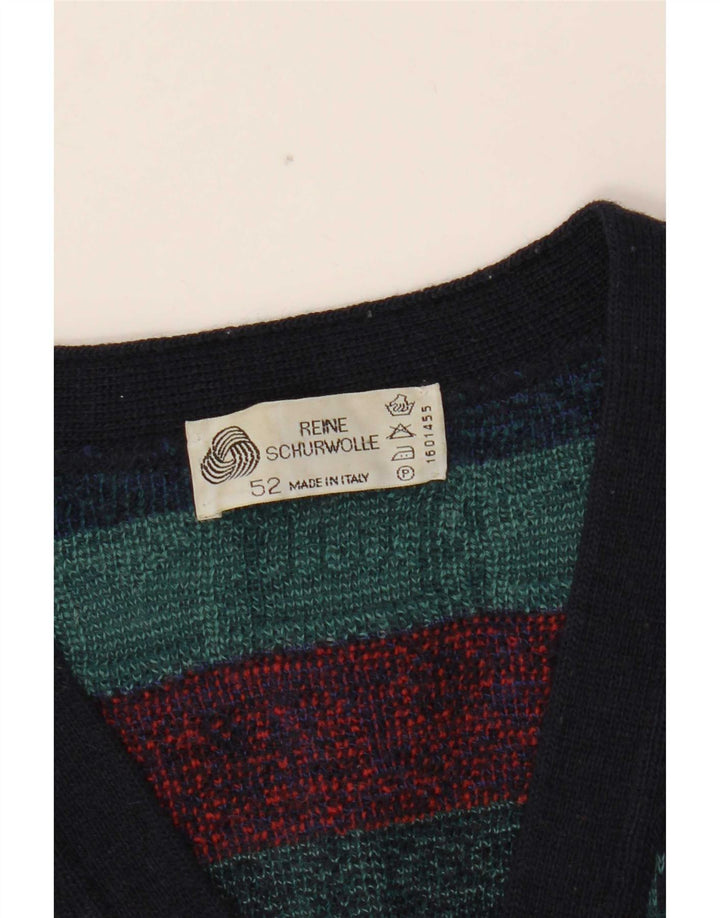 Sweter męski w stylu vintage IT 52, duży, wielobarwny, geometryczny wełniany