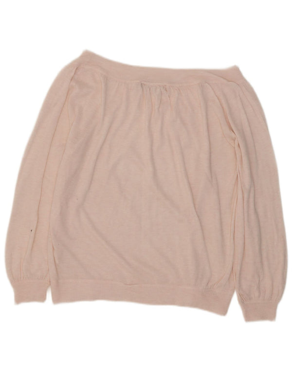 Sweter damski Zara z dekoltem w łódkę UK 12 Średni różowy akryl