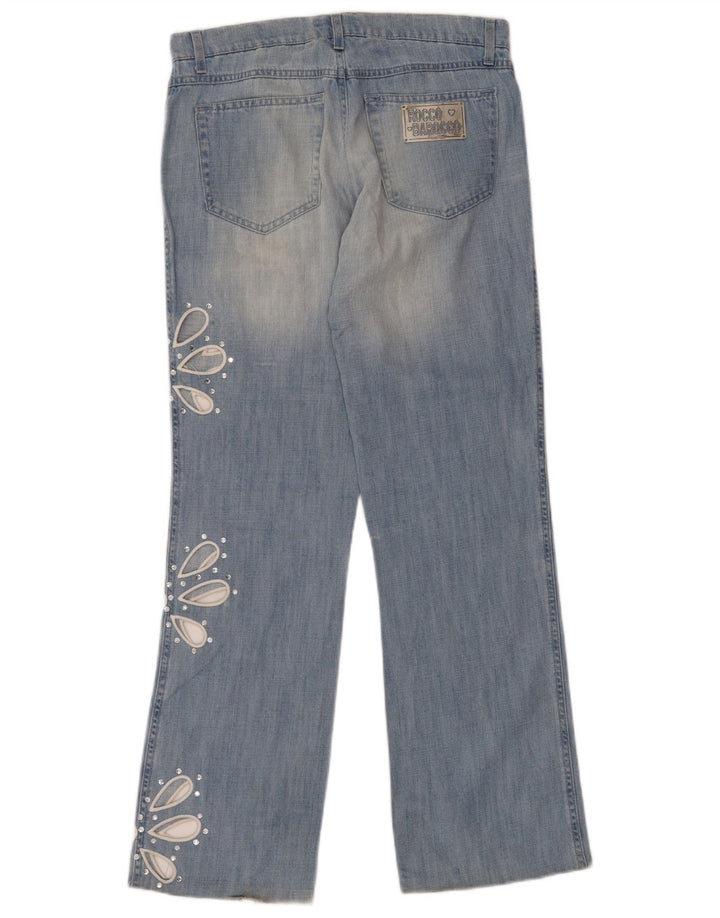 Damskie jeansy Bootcut Roccobarocco IT 44 Medium W32 L33 Niebieska bawełna w kwiaty