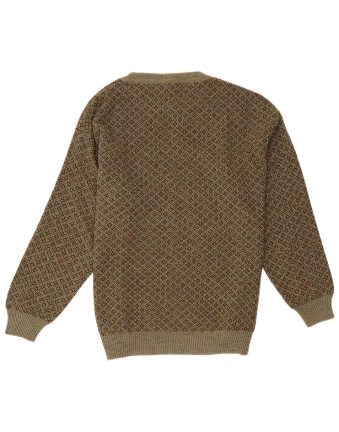 Męski sweter Rodes z okrągłym dekoltem XL, khaki, z geometrycznej wełny
