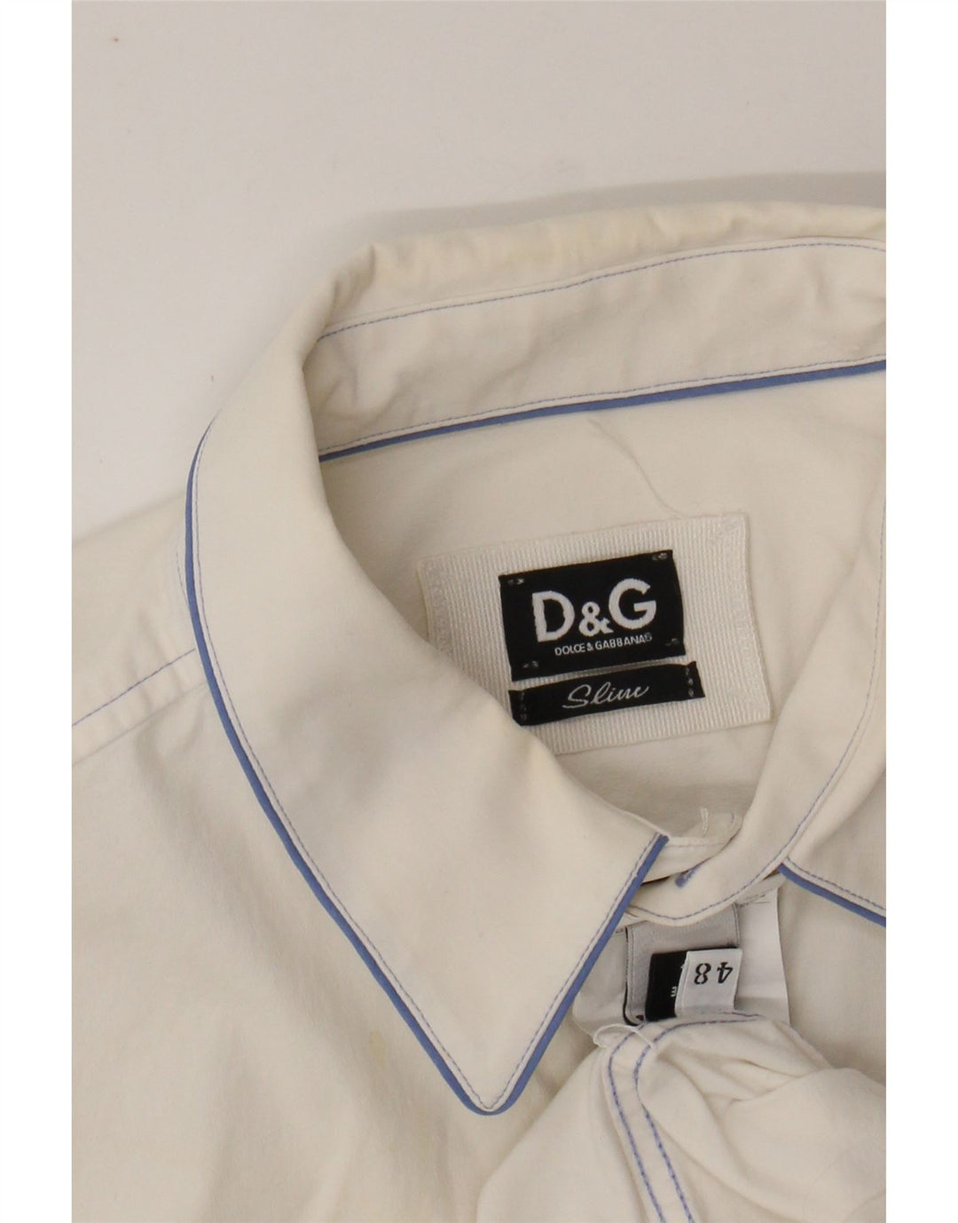 DOLCE & GABBANA Mens Slim Shirt IT 48 Medium White Cotton