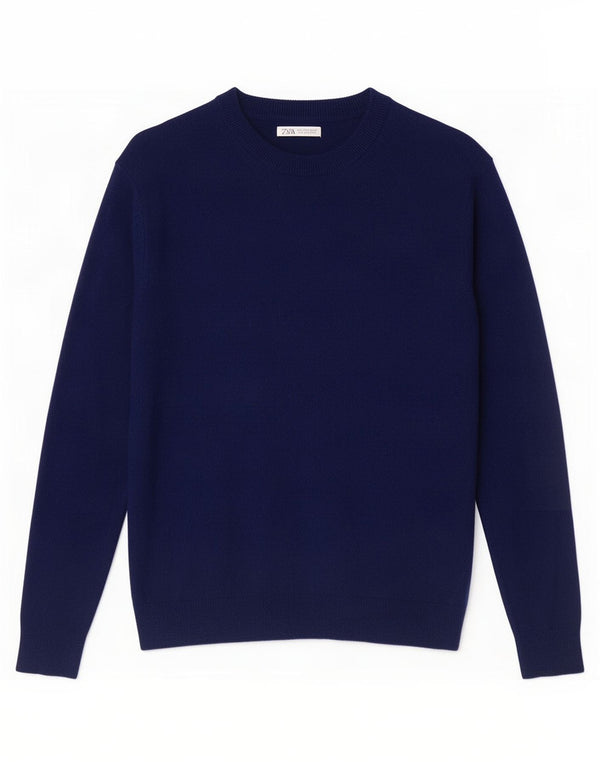 Sweter damski Zara z okrągłym dekoltem UK 16, duży, granatowy
