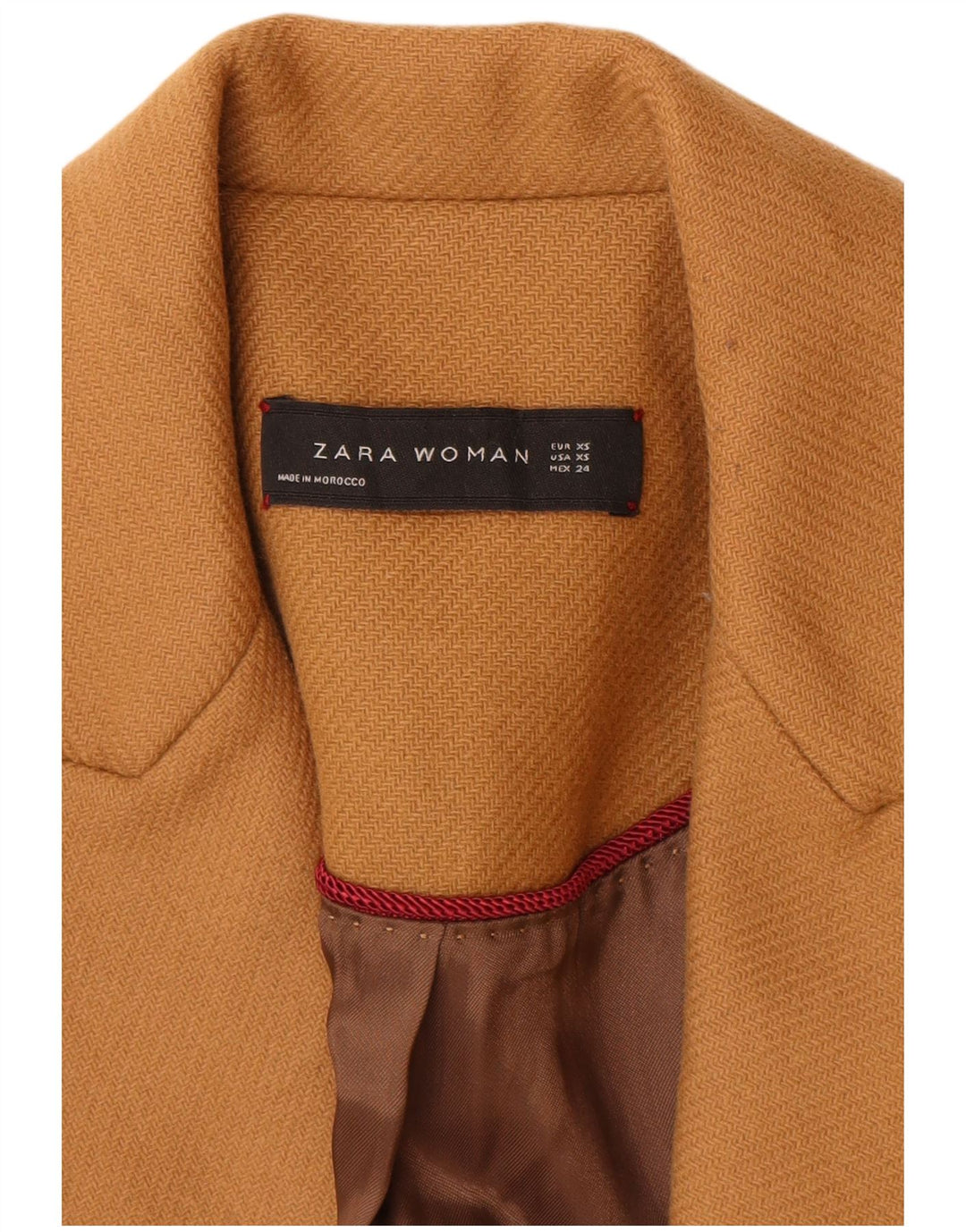 Płaszcz damski Zara UK 6 XS, brązowa wełna