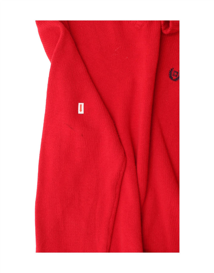 CHAPS Mens V-Neck Jumper Sweater Medium Red Cotton Classic Vintage Chaps and Second-Hand Chaps from Messina Hembry 