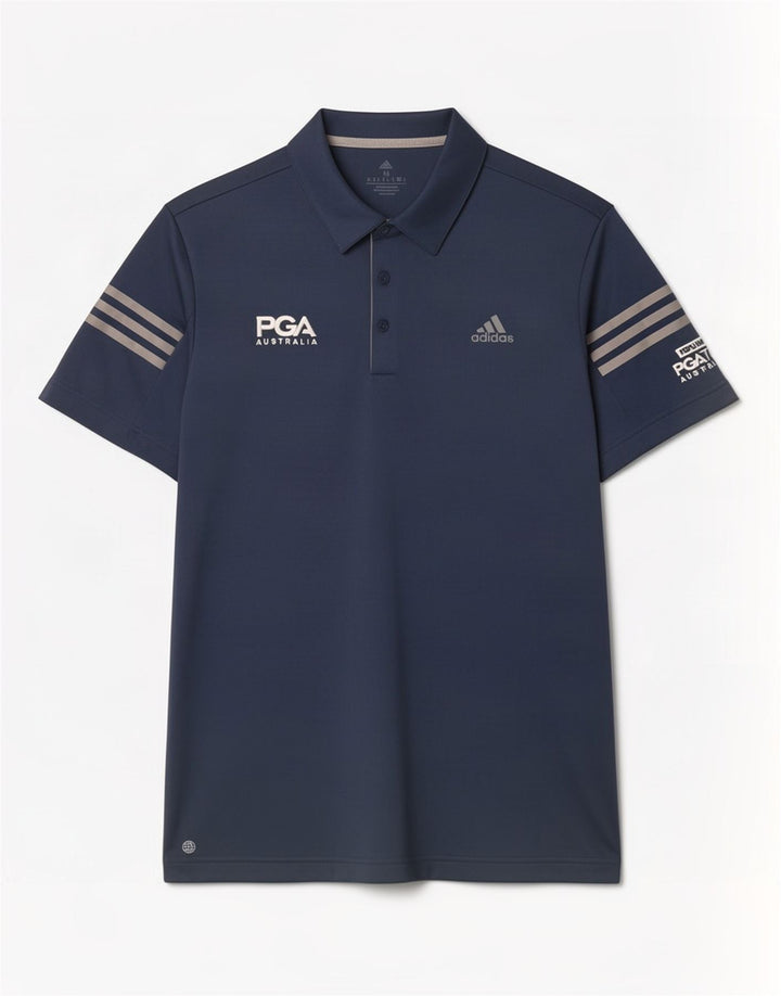 Męska koszulka polo Adidas z grafiką, średni granatowy poliester
