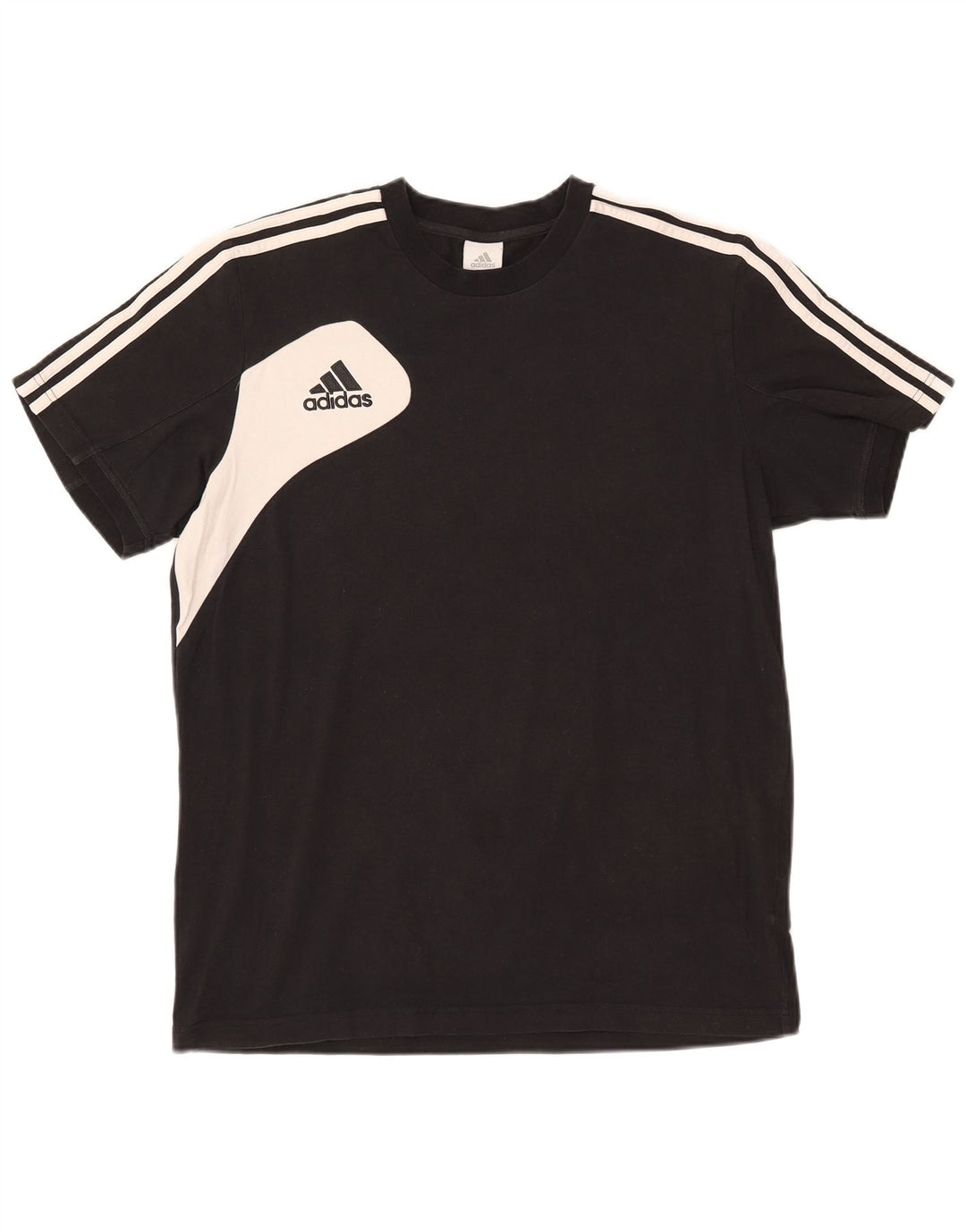 T-shirt męski ADIDAS Top UK 42/44, duża czarna bawełna z blokami kolorów