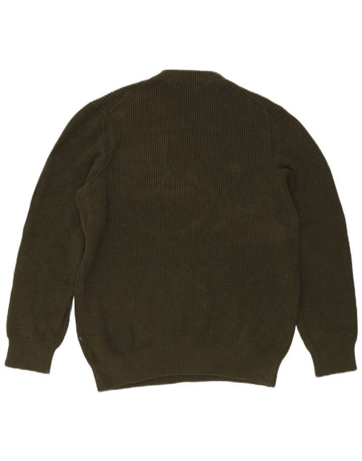 Męski sweter Carrera z okrągłym dekoltem, duży, bawełniany khaki