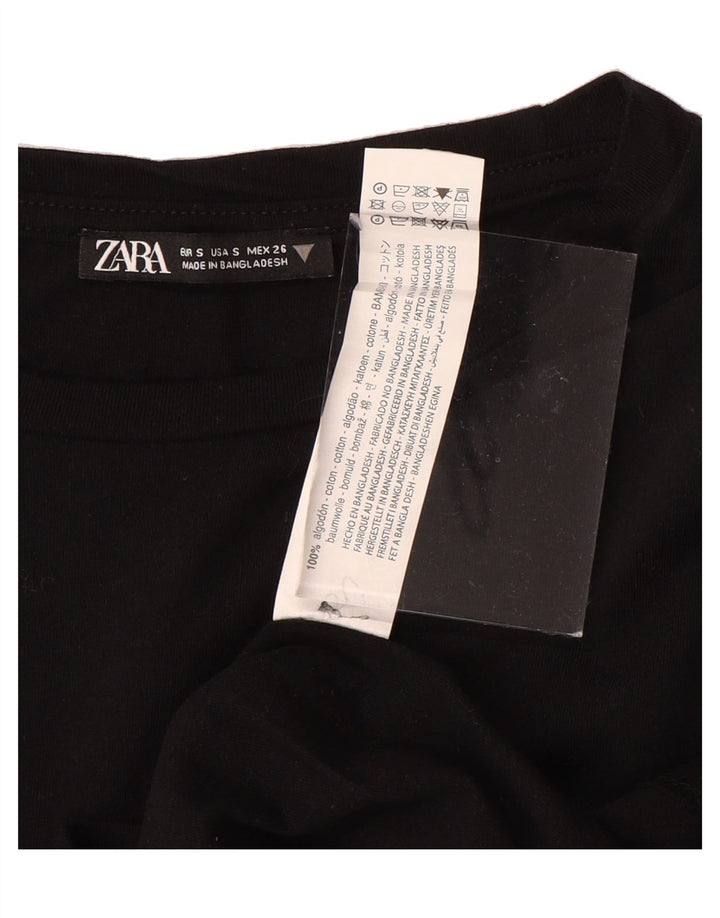 ZARA Womens Long Sleeve Blouse Top UK 10 Small Black Cotton Vintage Zara and Second-Hand Zara from Messina Hembry 