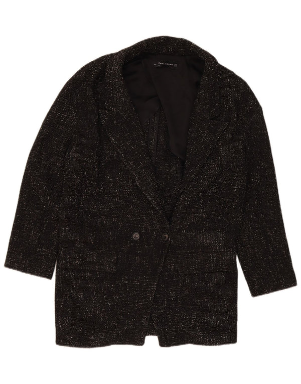 Damski płaszcz oversize z podwójnymi piersiami Zara UK 6 XS, czarny poliester
