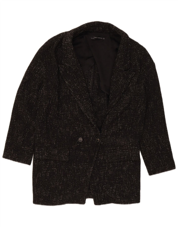 Damski płaszcz oversize z podwójnymi piersiami Zara UK 6 XS, czarny poliester